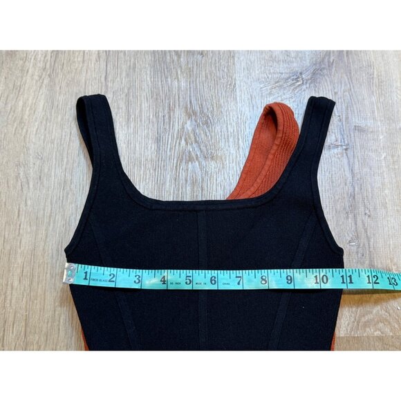 Babaton Aritzia XS Womens‎ Tank Tops Set Black & Rust Ribbed Knit Stretch - Picture 5 of 5